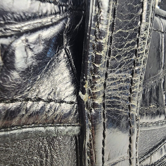 Brighton Black Leather Croc Print Tote Purse - Picture 12 of 15